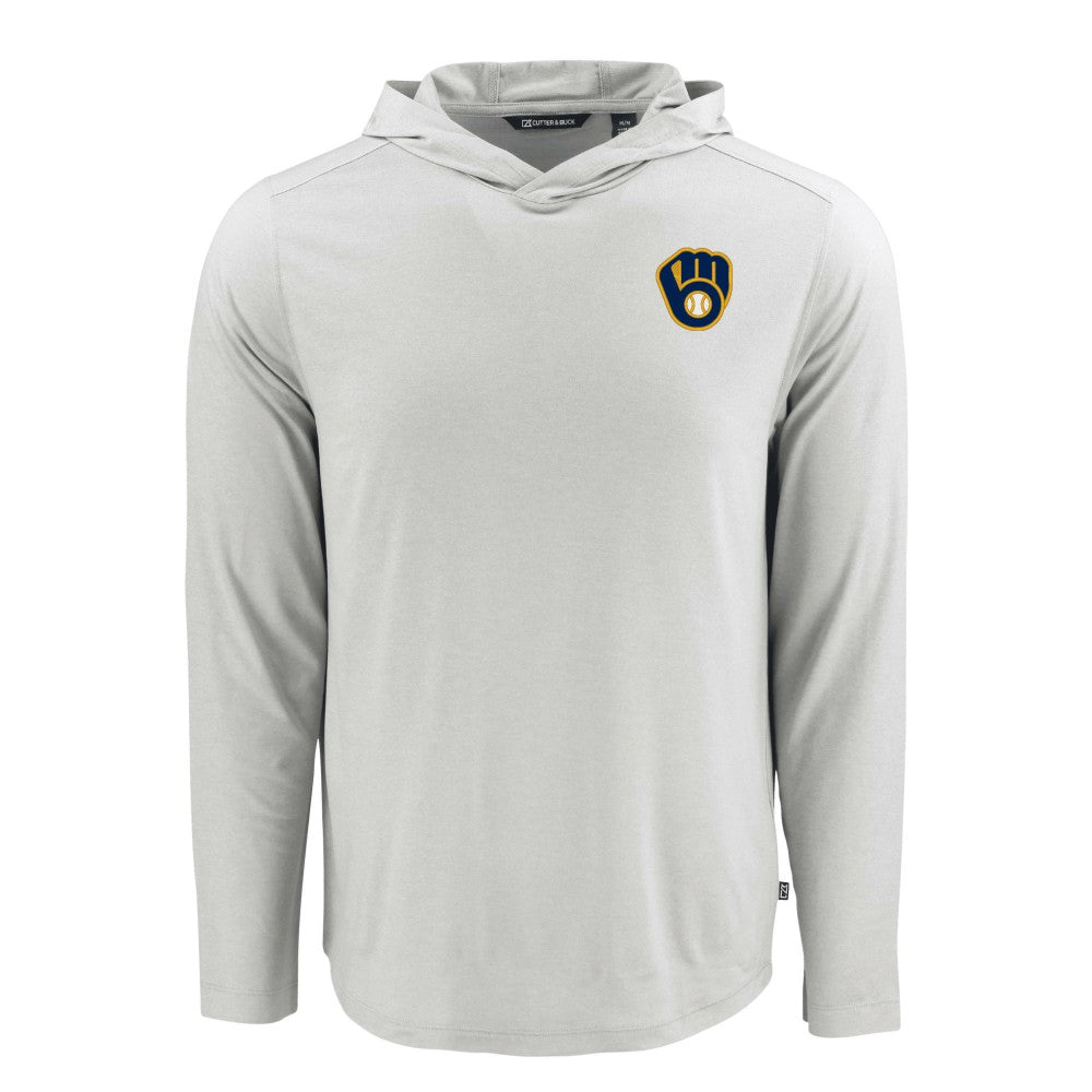 Milwaukee Brewers Cutter & Buck Coastline Epic Comfort Recycled Eco Hoodie Long Sleeve T-Shirt - Gray
