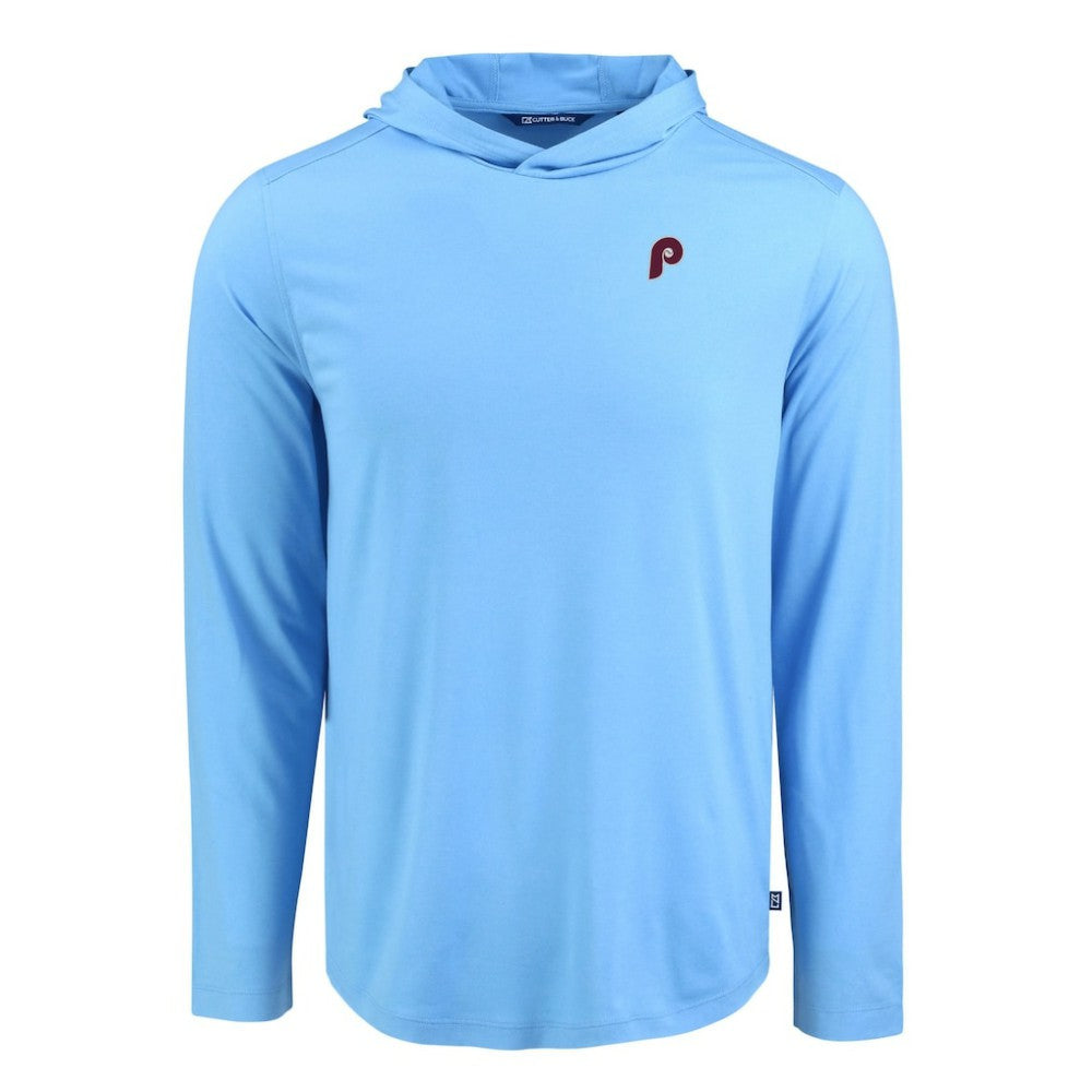 Philadelphia Phillies Cutter & Buck Coastline Epic Comfort Recycled Eco Hoodie Long Sleeve T-Shirt - Light Blue