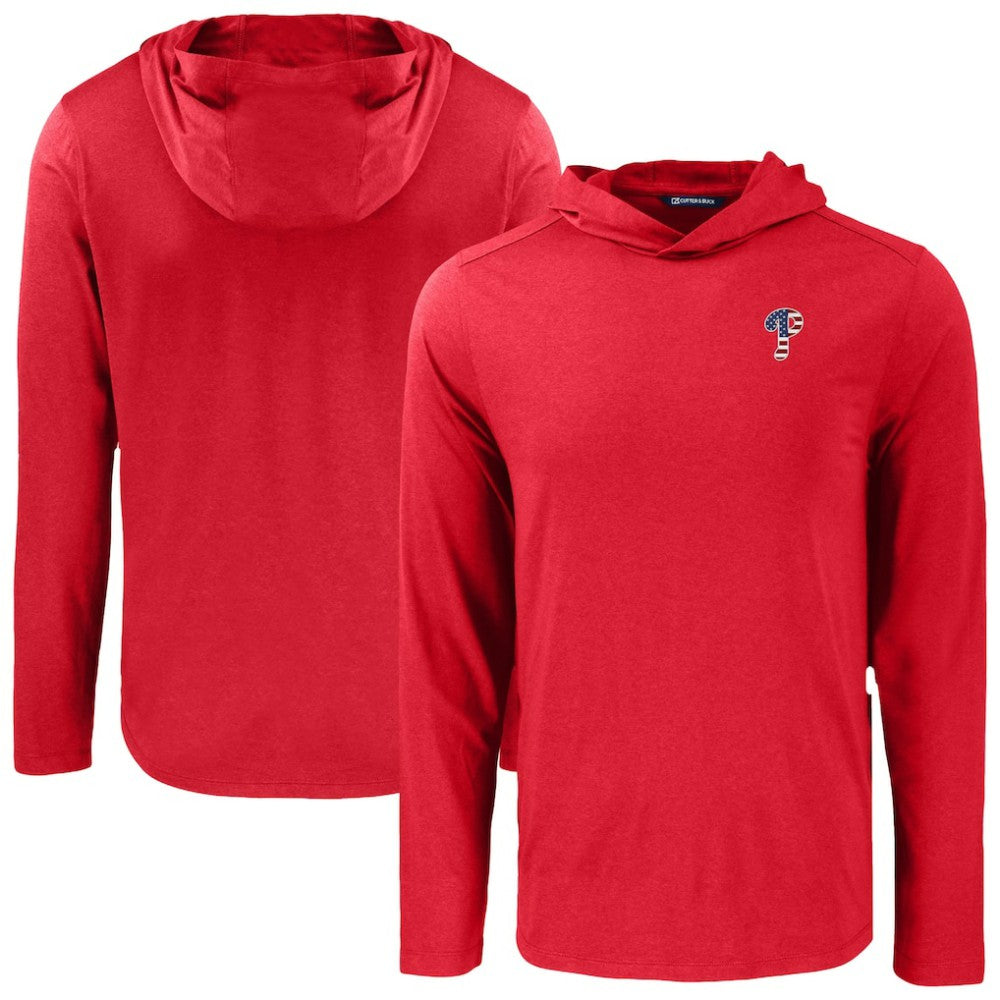 Philadelphia Phillies Cutter & Buck Coastline Epic Comfort Recycled Eco Hoodie Long Sleeve T-Shirt - Red