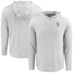 San Diego Padres Cutter & Buck Coastline Epic Comfort Recycled Eco Hoodie Long Sleeve T-Shirt - Gray