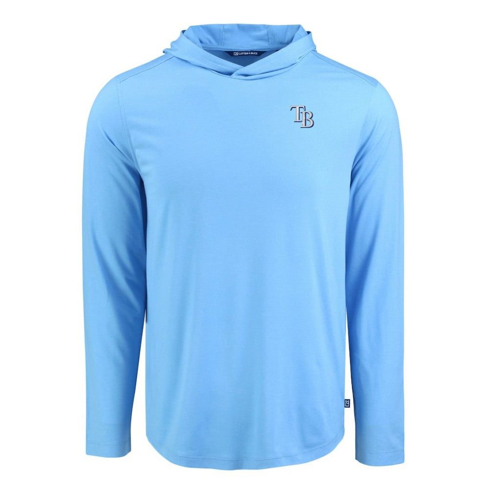 Tampa Bay Rays Cutter & Buck Coastline Epic Comfort Recycled Eco Hoodie Long Sleeve T-Shirt - Light Blue