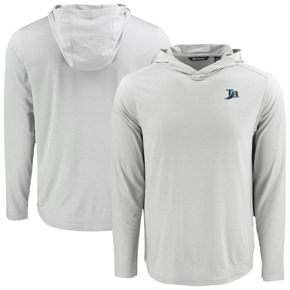 Tampa Bay Rays Cutter & Buck Coastline Epic Comfort Recycled Eco Hoodie Long Sleeve T-Shirt - Gray