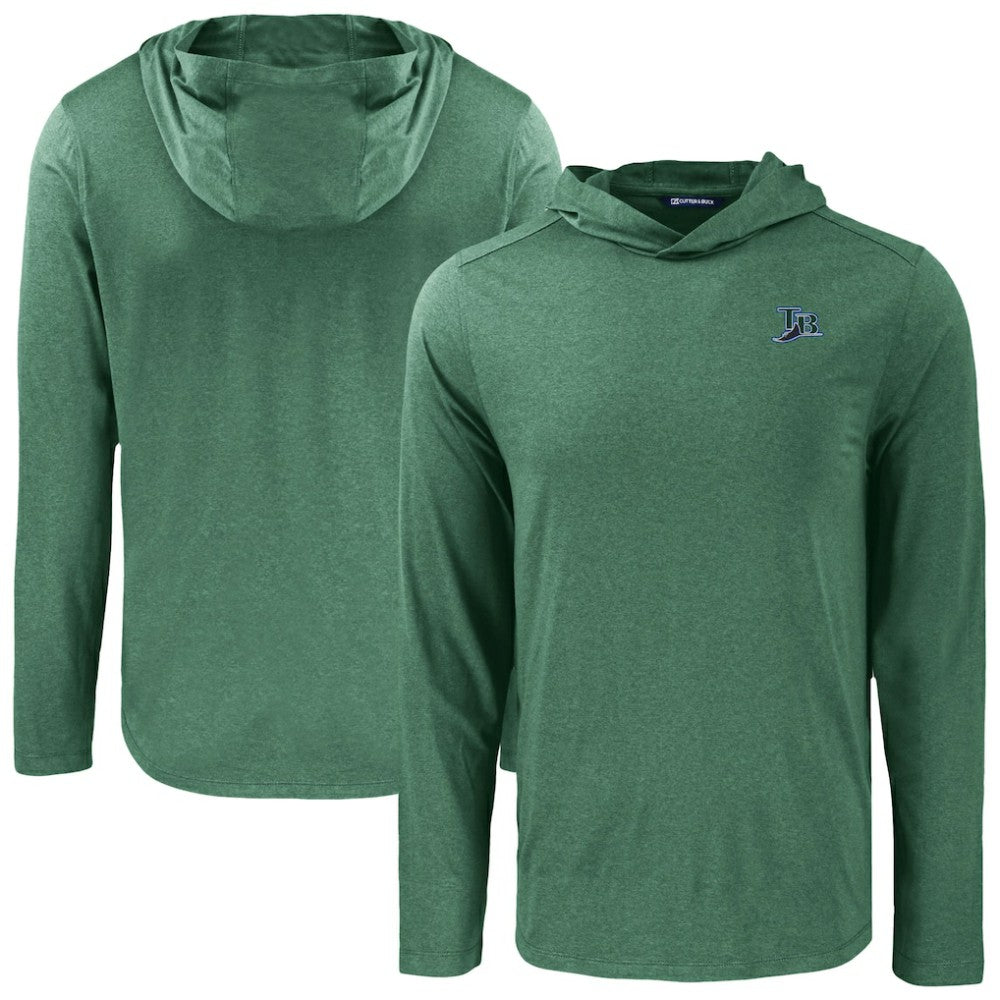 Tampa Bay Rays Cutter & Buck Coastline Epic Comfort Recycled Eco Hoodie Long Sleeve T-Shirt - Hunter Green