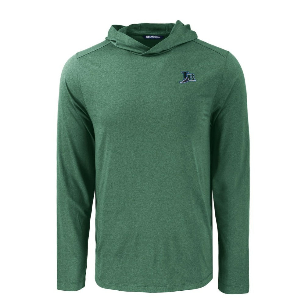 Tampa Bay Rays Cutter & Buck Coastline Epic Comfort Recycled Eco Hoodie Long Sleeve T-Shirt - Hunter Green