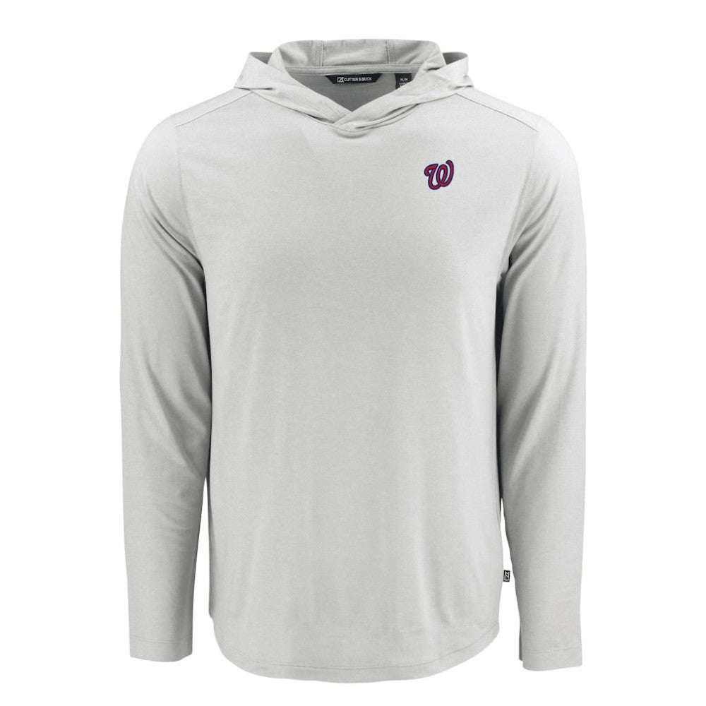 Washington Nationals Cutter & Buck Coastline Epic Comfort Recycled Eco Hoodie Long Sleeve T-Shirt - Gray