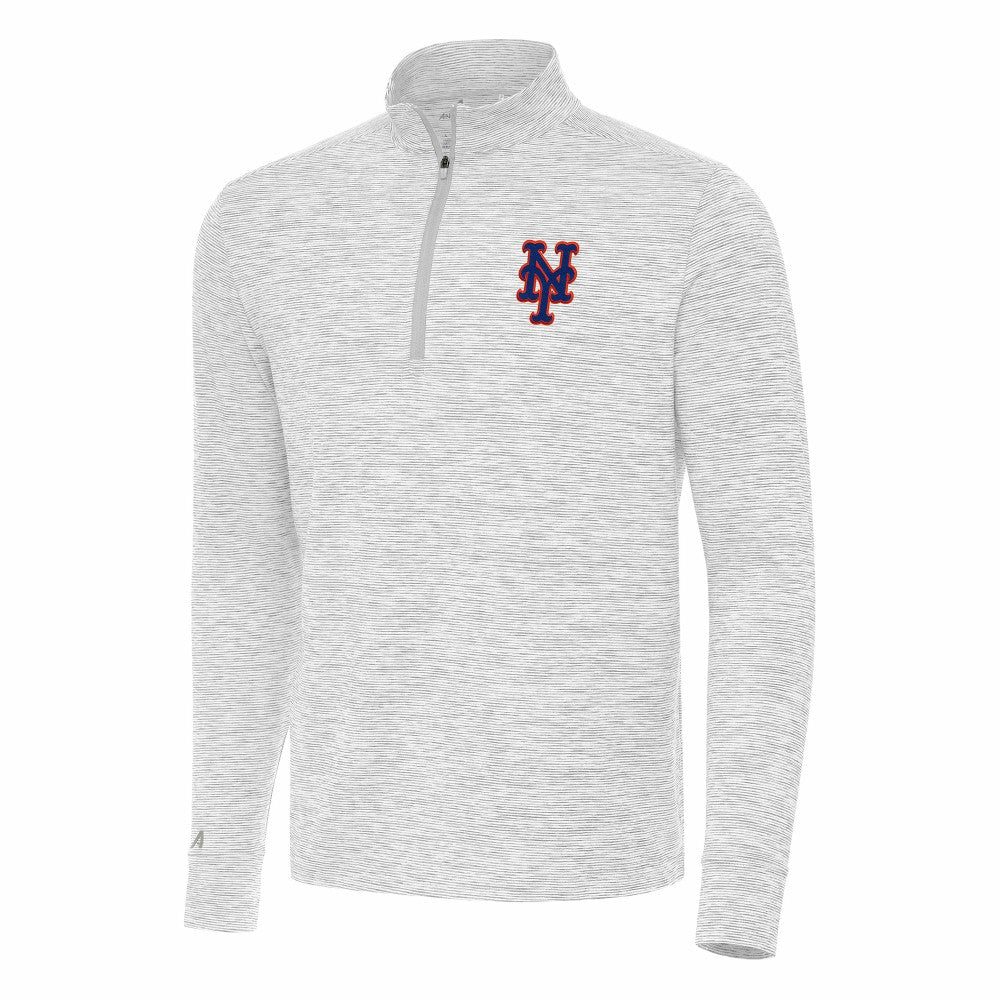 New York Mets Antigua Cause Quarter-Zip Top - Gray/White
