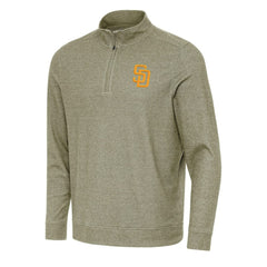 San Diego Padres Antigua Subtle Quarter-Zip Sweatshirt - Heather Olive