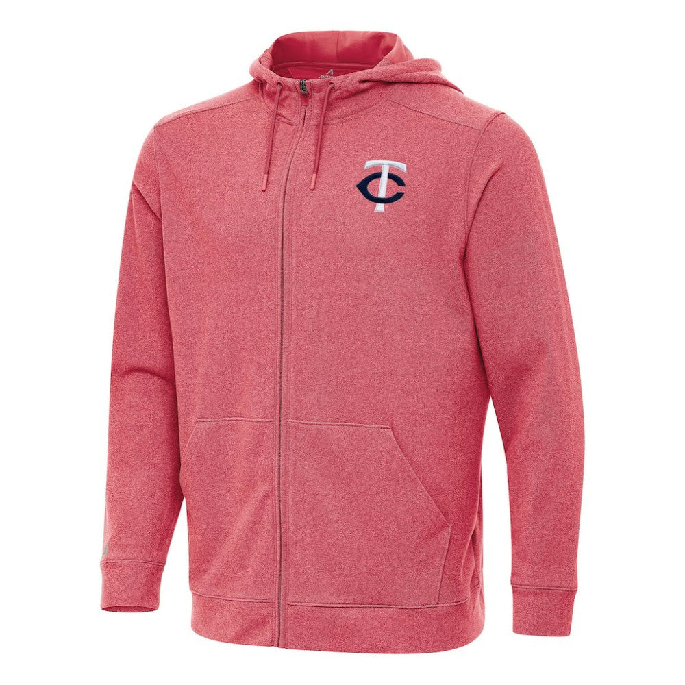 Minnesota Twins Antigua Effortless Full-Zip Hooded Jacket - Heather Red