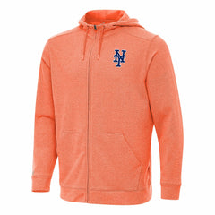 New York Mets Antigua Effortless Full-Zip Hooded Jacket - Heather Orange