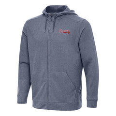 Atlanta Braves Antigua Effortless Full-Zip Hooded Jacket - Heather Navy