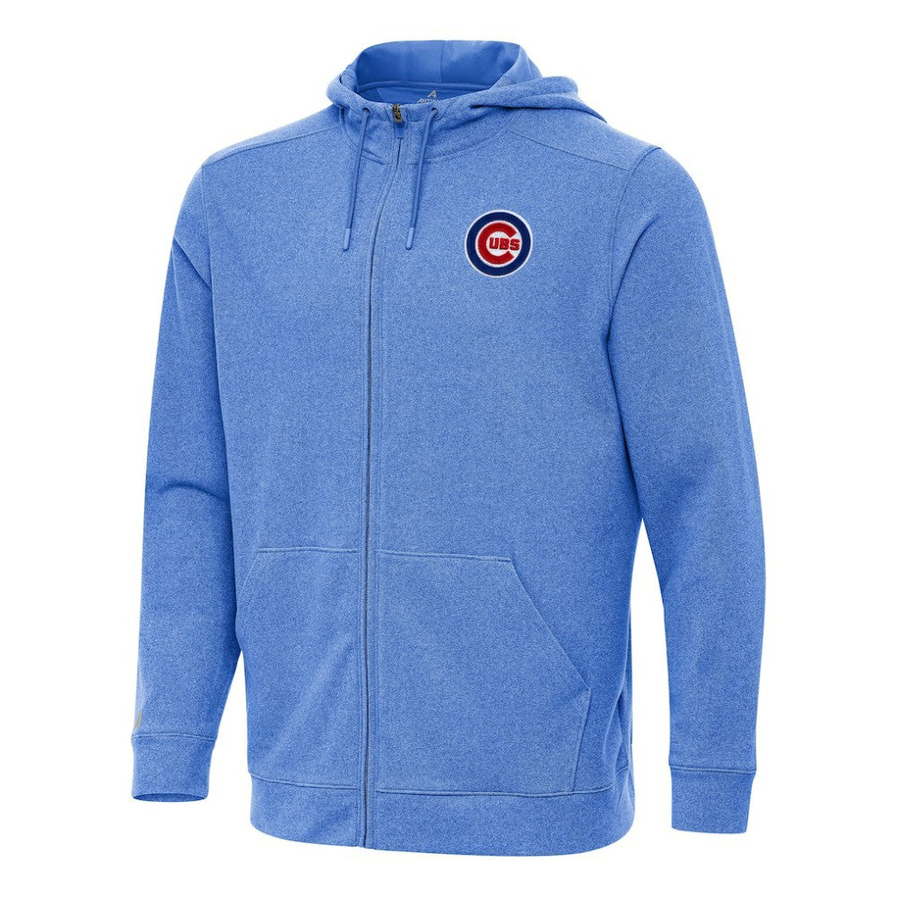 Chicago Cubs Antigua Effortless Full-Zip Hooded Jacket - Heather Royal