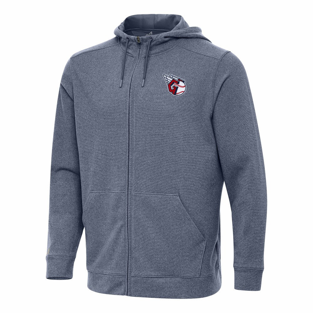 Cleveland Guardians Antigua Effortless Full-Zip Hooded Jacket - Heather Navy