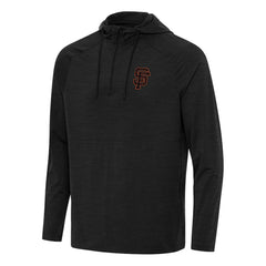 San Francisco Giants Antigua Spikes Quarter-Zip Pullover Hoodie - Heather Black