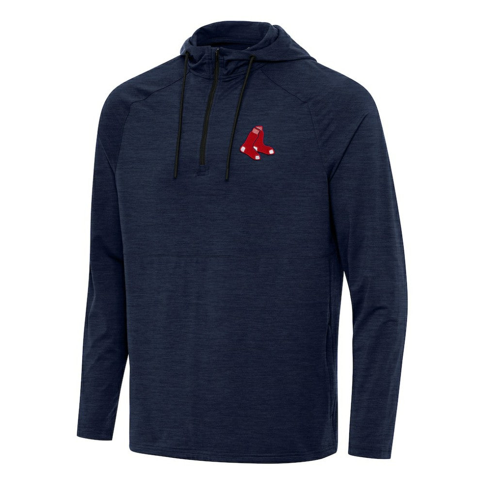 Boston Red Sox Antigua Spikes Quarter-Zip Pullover Hoodie - Heather Navy