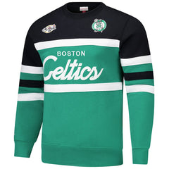 Boston Celtics Hardwood Classics Vintage Logo Head Coach Pullover Sweatshirt - Kelly Green/Black | Mitchell & Ness sale