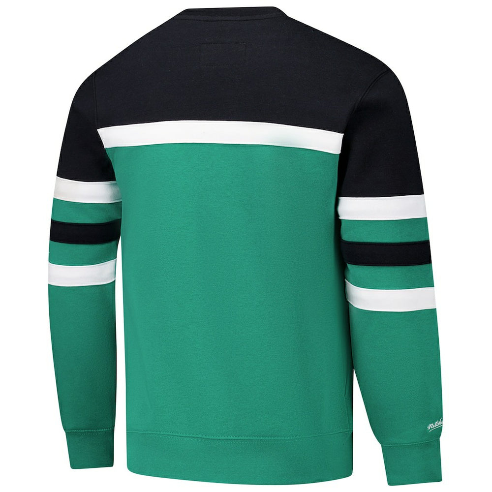 Boston Celtics Hardwood Classics Vintage Logo Head Coach Pullover Sweatshirt - Kelly Green/Black | Mitchell & Ness sale
