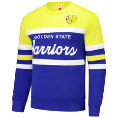 Golden State Warriors Hardwood Classics Vintage Logo Head Coach Pullover Sweatshirt sale - Royal/Gold | Mitchell & Ness online