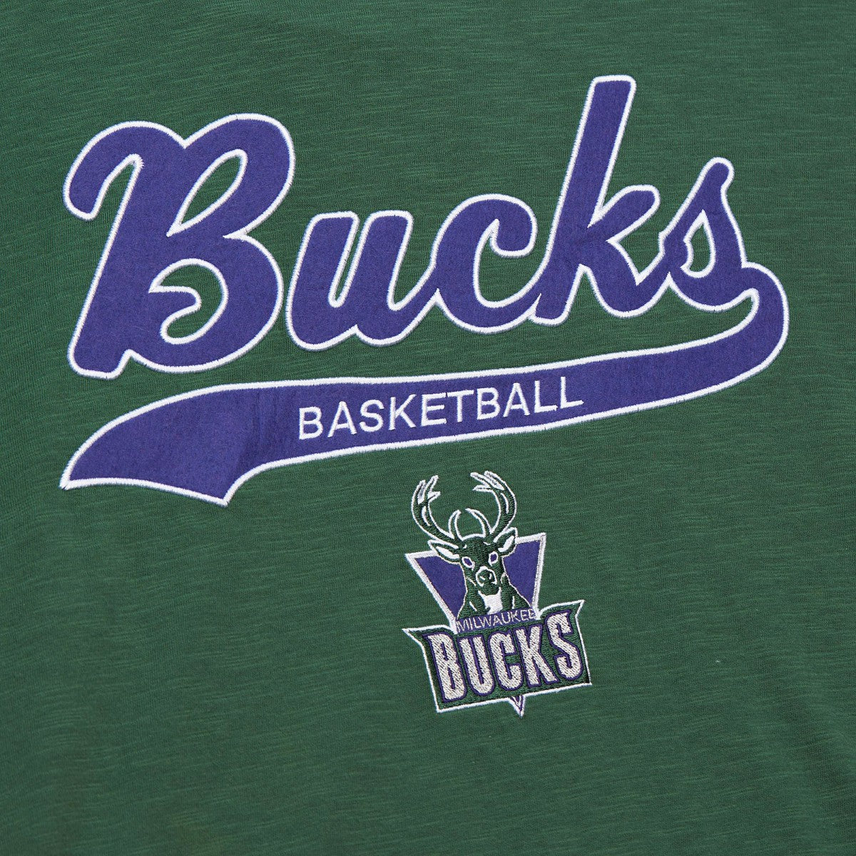 Milwaukee Bucks Hardwood Classics Felt Applique Slub T-Shirt - Green | Mitchell & Ness outlet