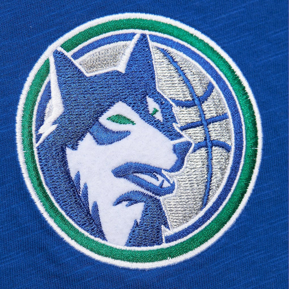 Minnesota Timberwolves Hardwood Classics Felt Applique Slub T-Shirt - Blue | Mitchell & Ness cheap