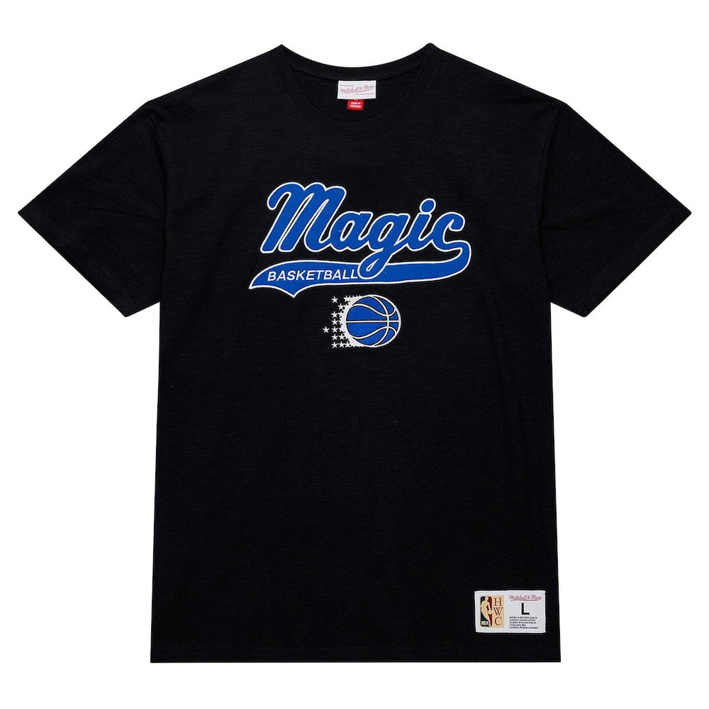 Orlando Magic Hardwood Classics Felt Applique Slub T-Shirt - Black | Mitchell & Ness online