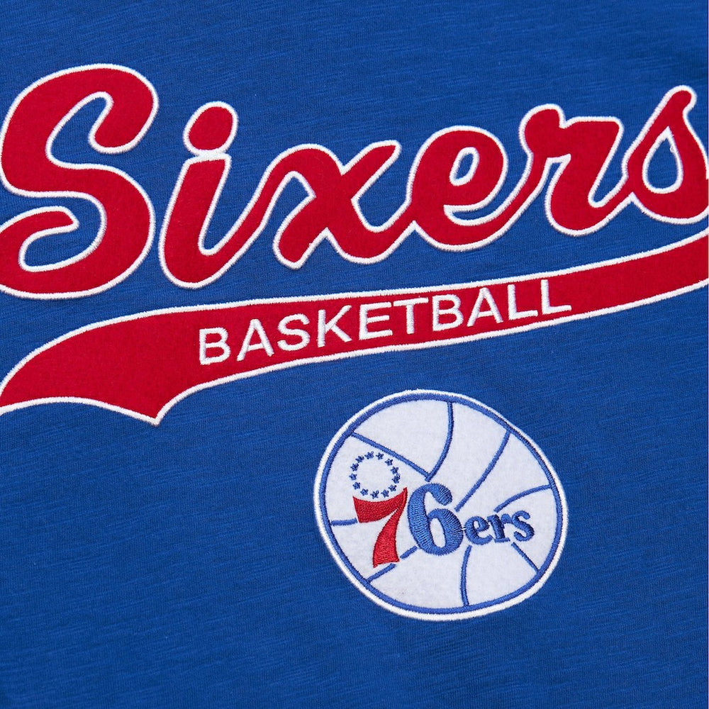 Philadelphia 76ers Hardwood Classics Felt Applique Slub T-Shirt - Royal | Mitchell & Ness cheap