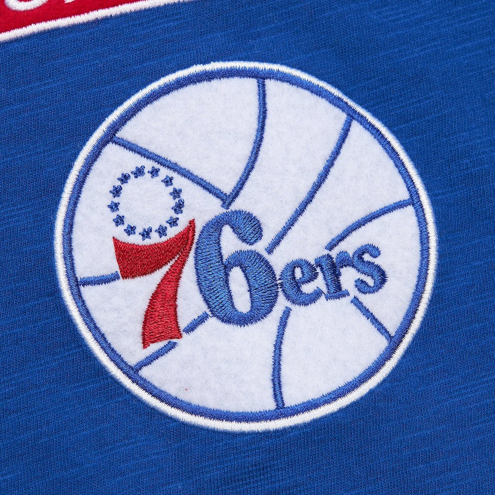 Philadelphia 76ers Hardwood Classics Felt Applique Slub T-Shirt - Royal | Mitchell & Ness cheap