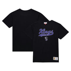 Sacramento Kings Hardwood Classics Felt Applique Slub T-Shirt - Black | Mitchell & Ness shop