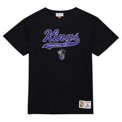Sacramento Kings Hardwood Classics Felt Applique Slub T-Shirt - Black | Mitchell & Ness shop
