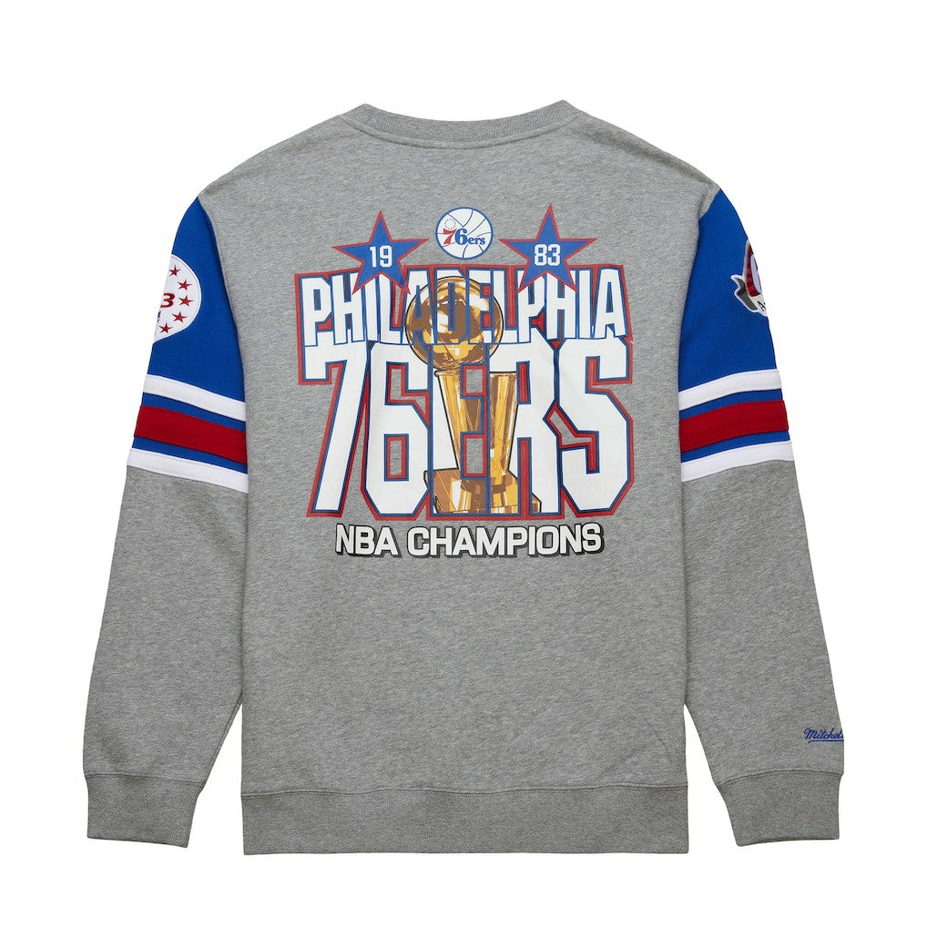Philadelphia 76ers Hardwood Classics All Over 4.0 Pullover Sweatshirt - Heather Gray | Mitchell & Ness sale