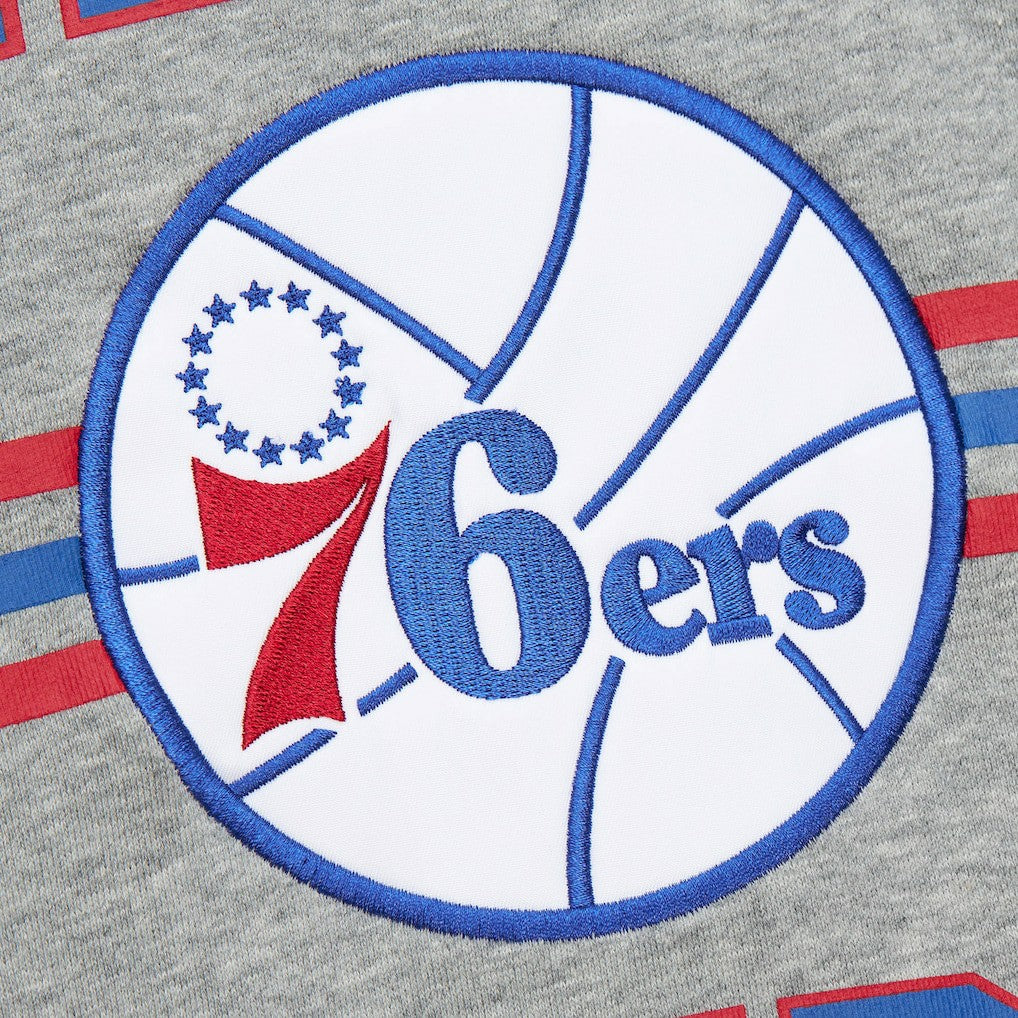 Philadelphia 76ers Hardwood Classics All Over 4.0 Pullover Sweatshirt - Heather Gray | Mitchell & Ness sale