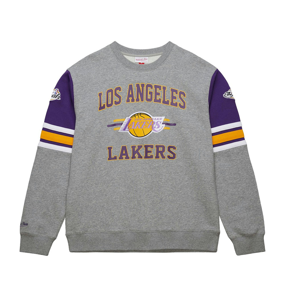 Los Angeles Lakers Hardwood Classics All Over 4.0 Pullover Sweatshirt - Heather Gray | Mitchell & Ness for sale