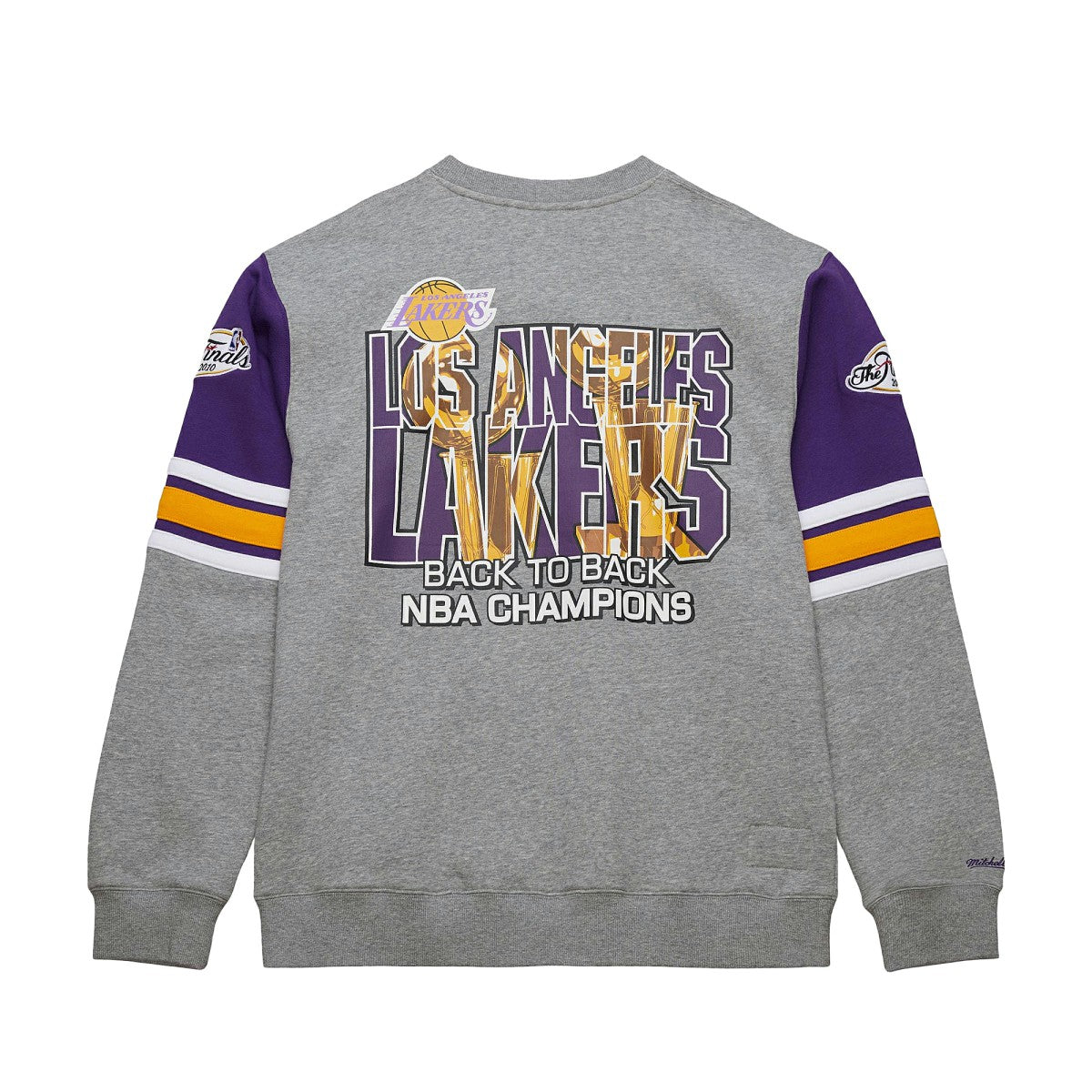 Los Angeles Lakers Hardwood Classics All Over 4.0 Pullover Sweatshirt - Heather Gray | Mitchell & Ness for sale