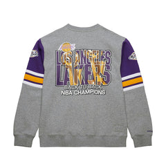 Los Angeles Lakers Hardwood Classics All Over 4.0 Pullover Sweatshirt - Heather Gray | Mitchell & Ness for sale