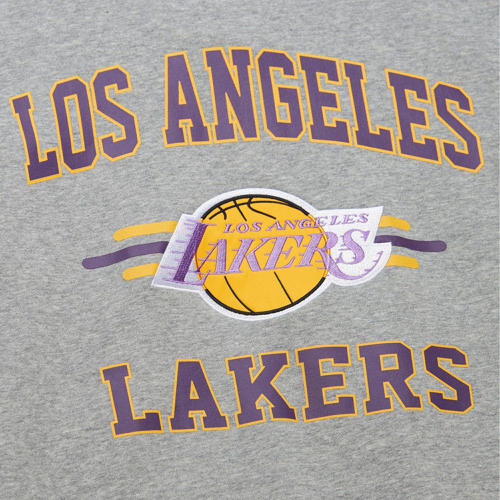 Los Angeles Lakers Hardwood Classics All Over 4.0 Pullover Sweatshirt - Heather Gray | Mitchell & Ness for sale