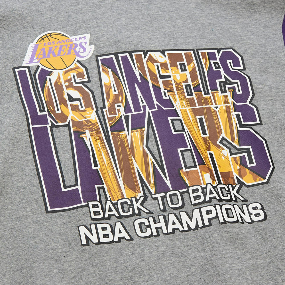Los Angeles Lakers Hardwood Classics All Over 4.0 Pullover Sweatshirt - Heather Gray | Mitchell & Ness for sale
