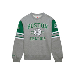 Boston Celtics Hardwood Classics All Over 4.0 Pullover Sweatshirt - Heather Gray | Mitchell & Ness on sale