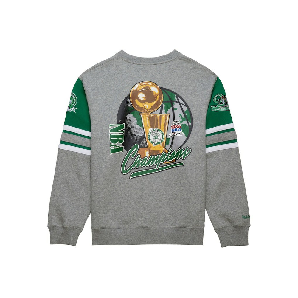 Boston Celtics Hardwood Classics All Over 4.0 Pullover Sweatshirt - Heather Gray | Mitchell & Ness on sale
