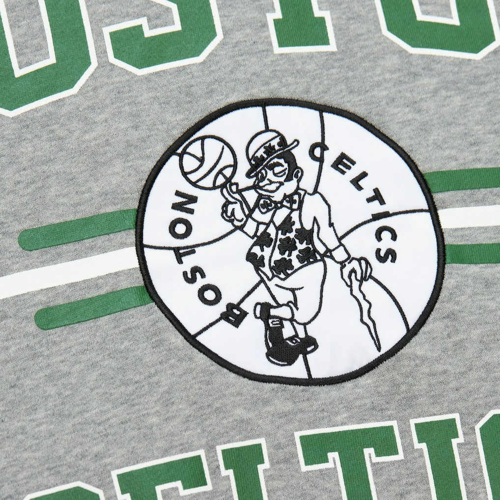 Boston Celtics Hardwood Classics All Over 4.0 Pullover Sweatshirt - Heather Gray | Mitchell & Ness on sale