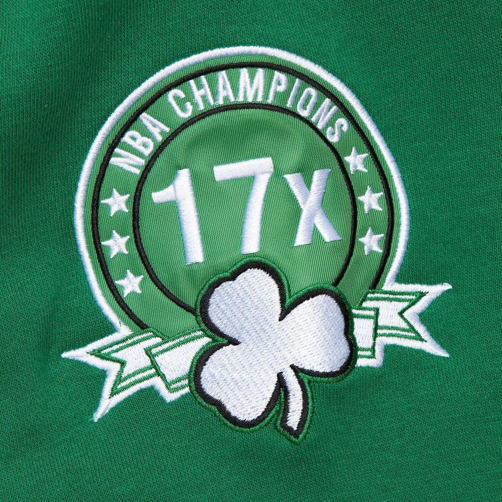 Boston Celtics Hardwood Classics All Over 4.0 Pullover Sweatshirt - Heather Gray | Mitchell & Ness on sale