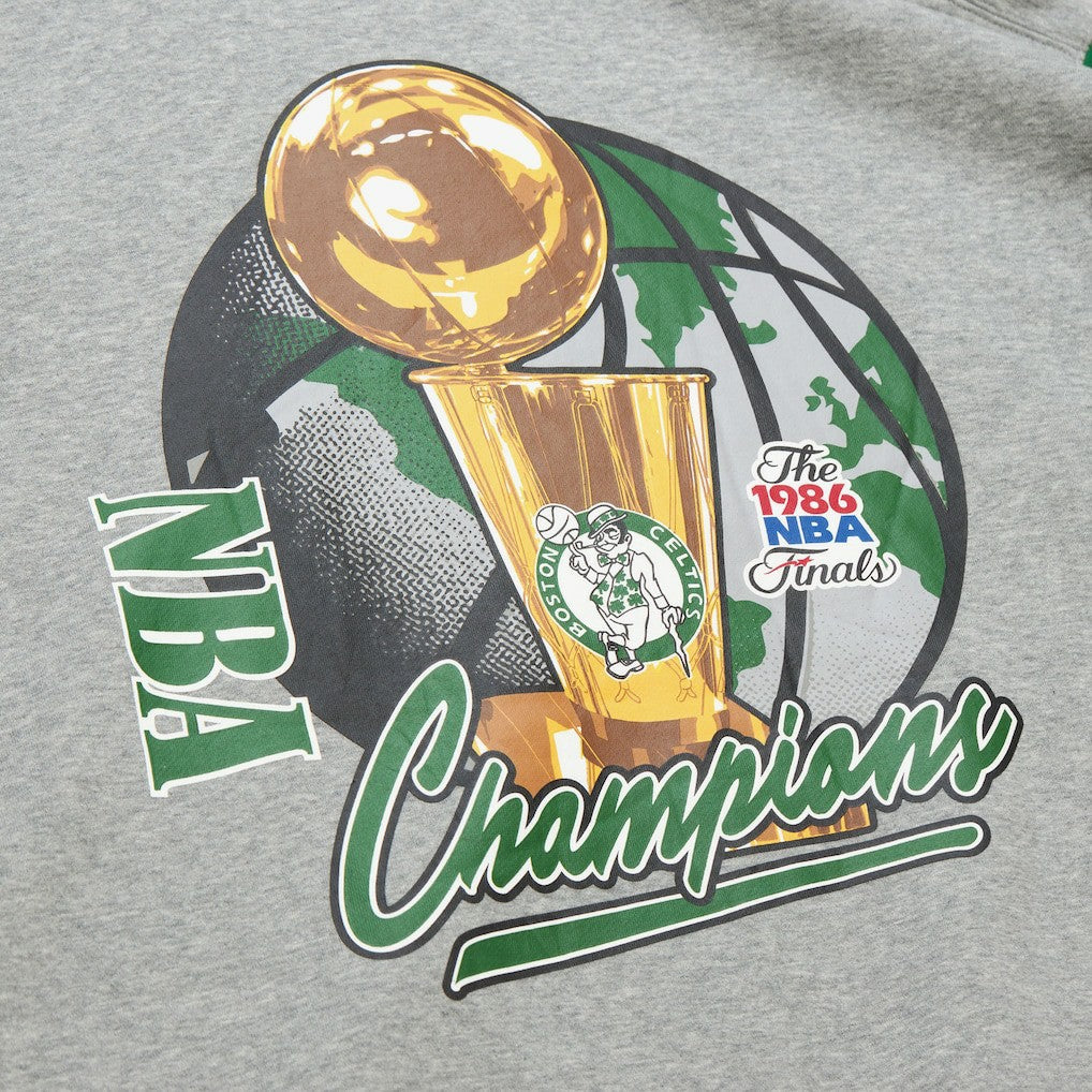 Boston Celtics Hardwood Classics All Over 4.0 Pullover Sweatshirt - Heather Gray | Mitchell & Ness on sale