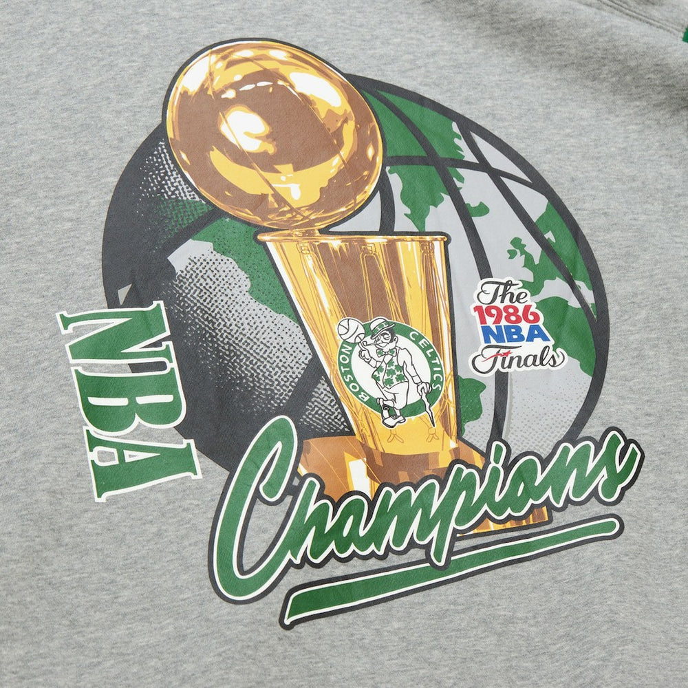 Boston Celtics Hardwood Classics All Over 4.0 Pullover Sweatshirt - Heather Gray | Mitchell & Ness on sale