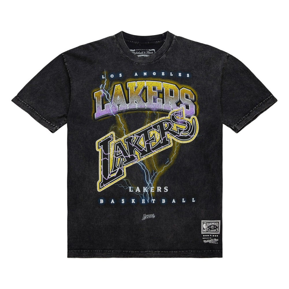 Los Angeles Lakers Unisex Hardwood Classics Vintage Voltage Premium Heavyweight T-Shirt - Black | Mitchell & Ness sale