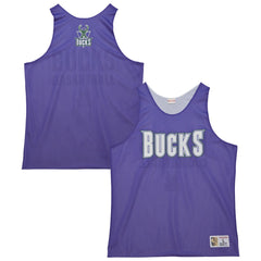 Milwaukee Bucks Hardwood Classics Reversible Mesh Practice Jersey - Purple/White | Mitchell & Ness on sale