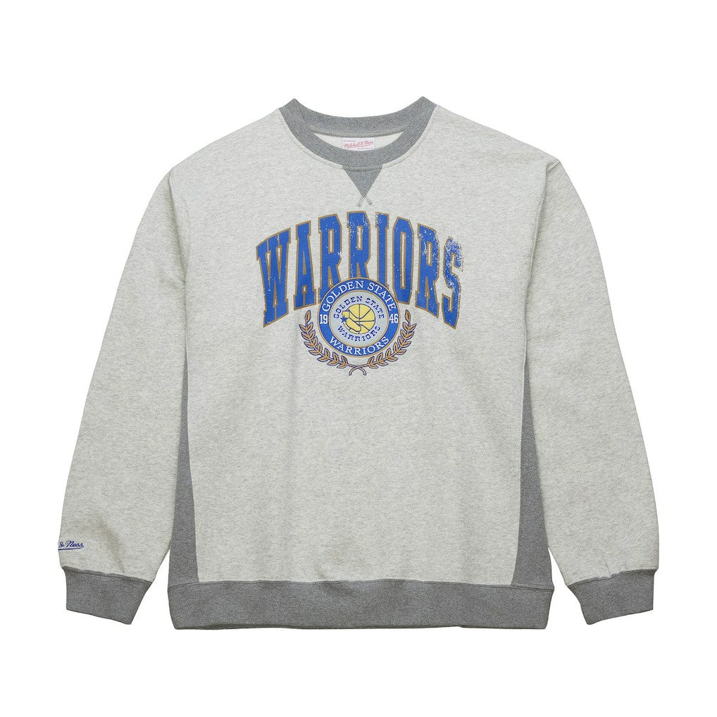 Golden State Warriors Vintage Logo Pullover Sweatshirt sale - Heather Gray | Mitchell & Ness for sale