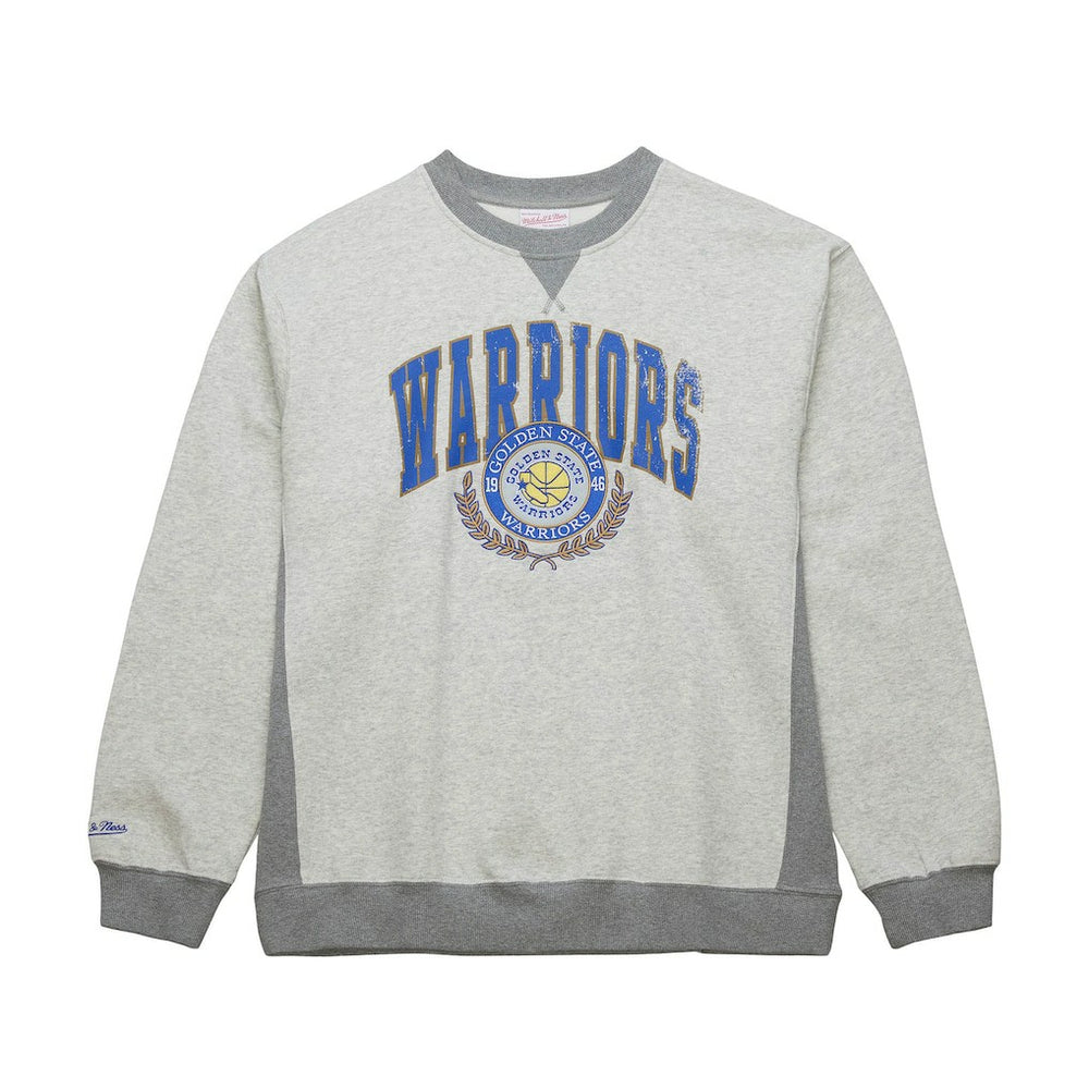 Golden State Warriors Vintage Logo Pullover Sweatshirt sale - Heather Gray | Mitchell & Ness for sale