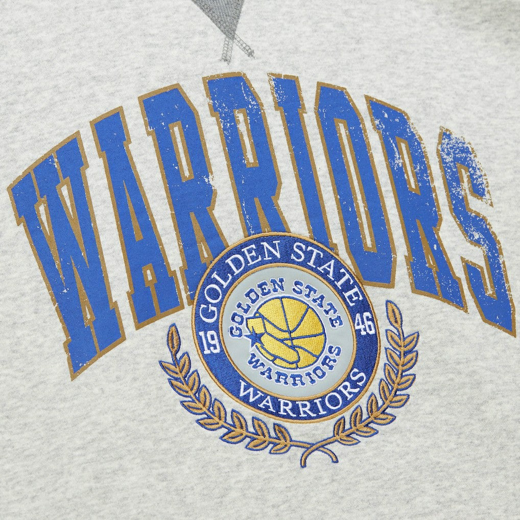 Golden State Warriors Vintage Logo Pullover Sweatshirt sale - Heather Gray | Mitchell & Ness for sale