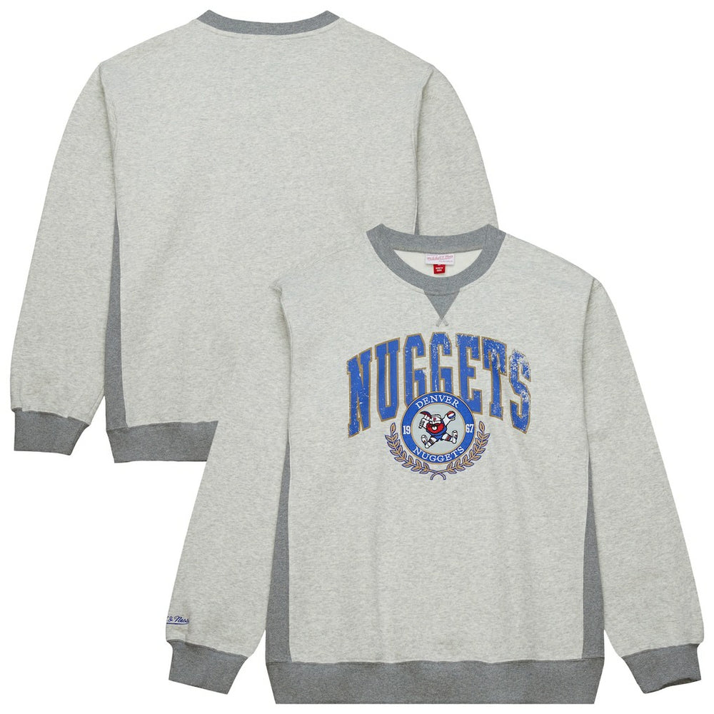 Denver Nuggets Vintage Logo Pullover Sweatshirt sale - Heather Gray | Mitchell & Ness cheap