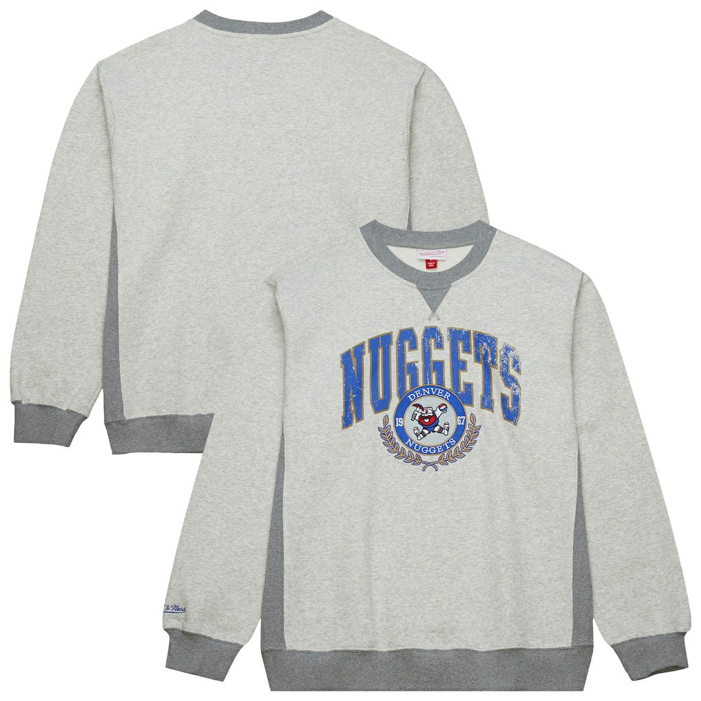 Denver Nuggets Vintage Logo Pullover Sweatshirt sale - Heather Gray | Mitchell & Ness cheap