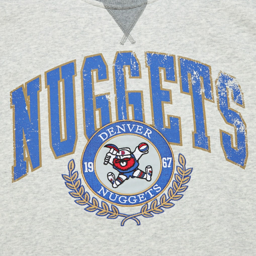 Denver Nuggets Vintage Logo Pullover Sweatshirt sale - Heather Gray | Mitchell & Ness cheap