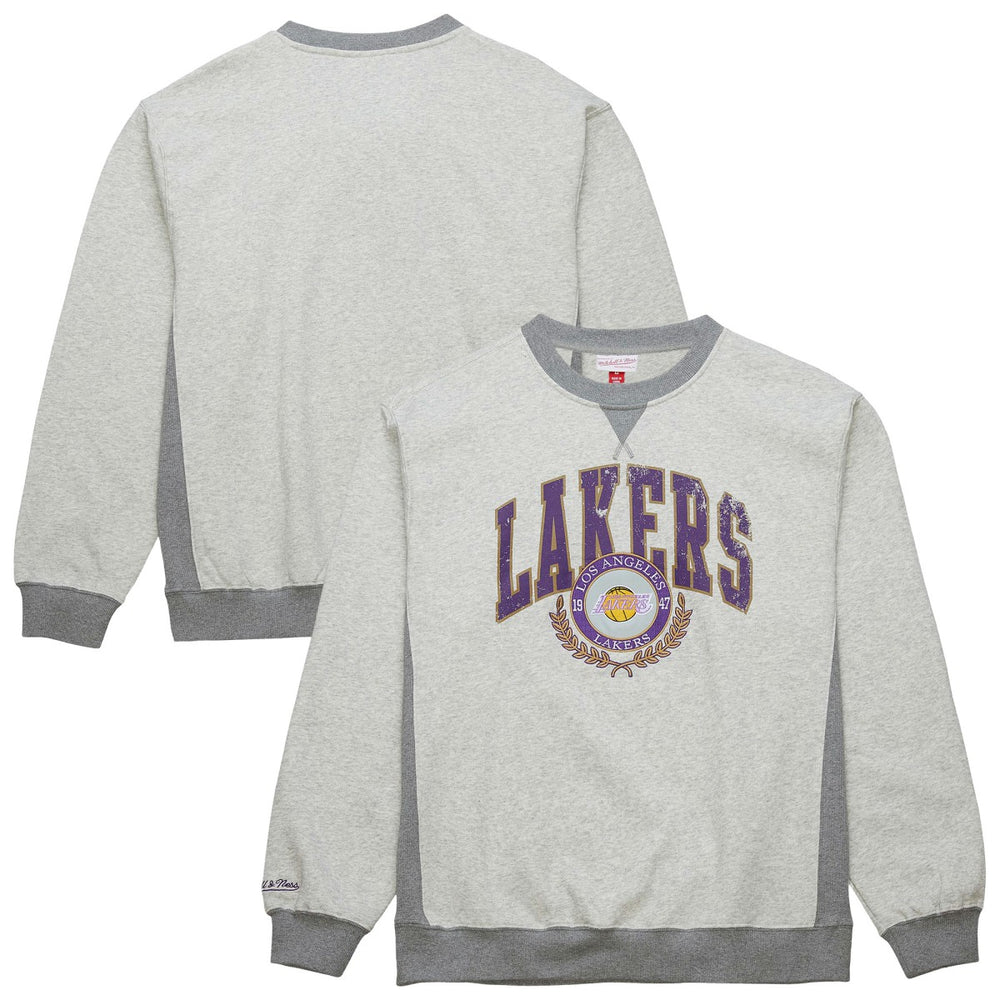 Los Angeles Lakers Vintage Logo Pullover Sweatshirt - Heather Gray | Mitchell & Ness outlet